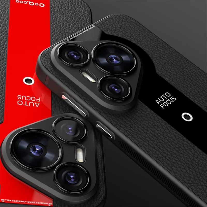 Q.COO For Huawei Pura 70 Pro / Pura 70 Pro+ Case Shockproof PU+TPU+Acrylic Phone Cover - Black