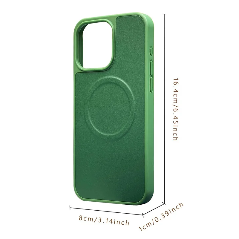 For iPhone 15 Pro Max Shockproof Case PU+TPU Slim Phone Cover Compatible with MagSafe - Orange