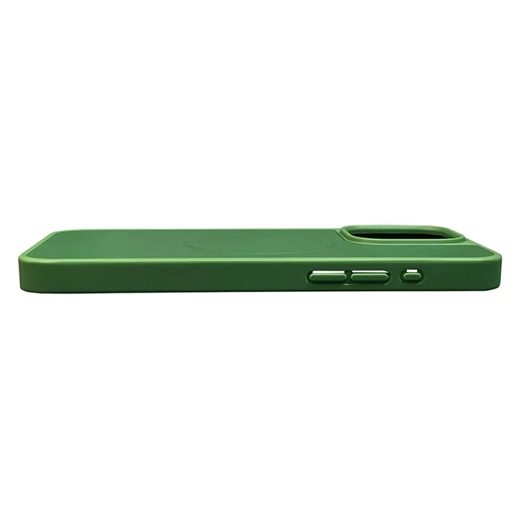 Para iPhone 15 Magnetic Case Compatível com MagSafe Leather Coated TPU Phone Cover - Verde