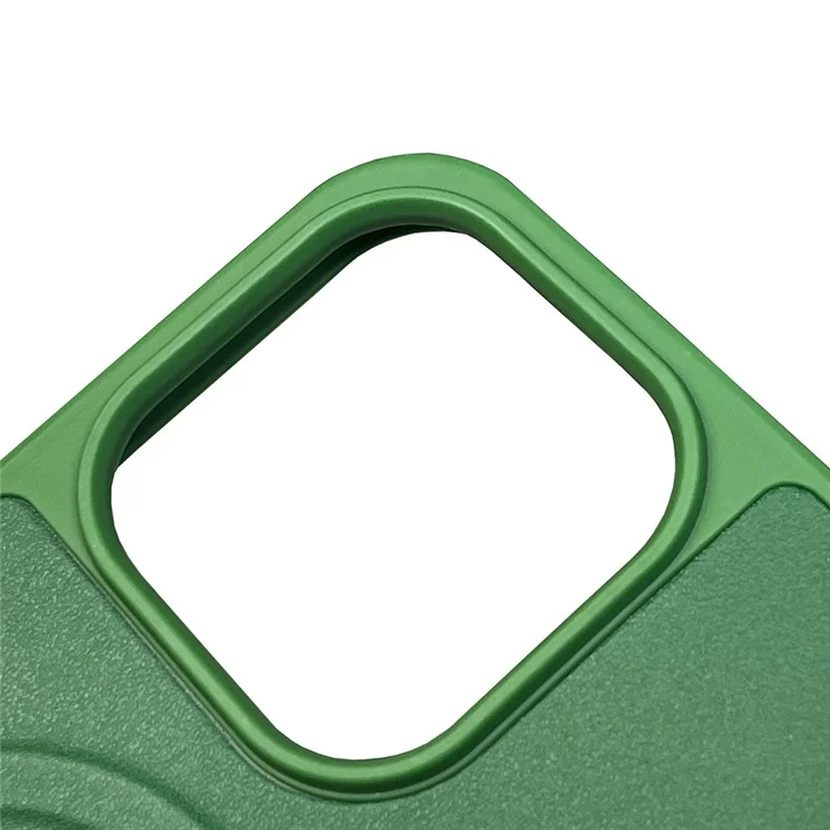 Para iPhone 15 Magnetic Case Compatível com MagSafe Leather Coated TPU Phone Cover - Verde