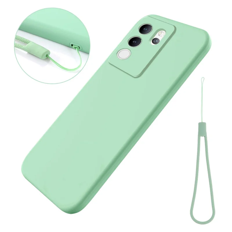 For vivo V30 Lite 5G Case Soft Protective Liquid Silicone Phone Cover with Hand Strap - Green
