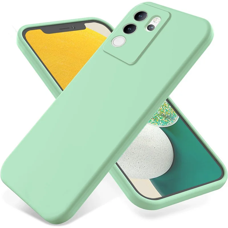 For vivo V30 Lite 5G Case Soft Protective Liquid Silicone Phone Cover with Hand Strap - Green
