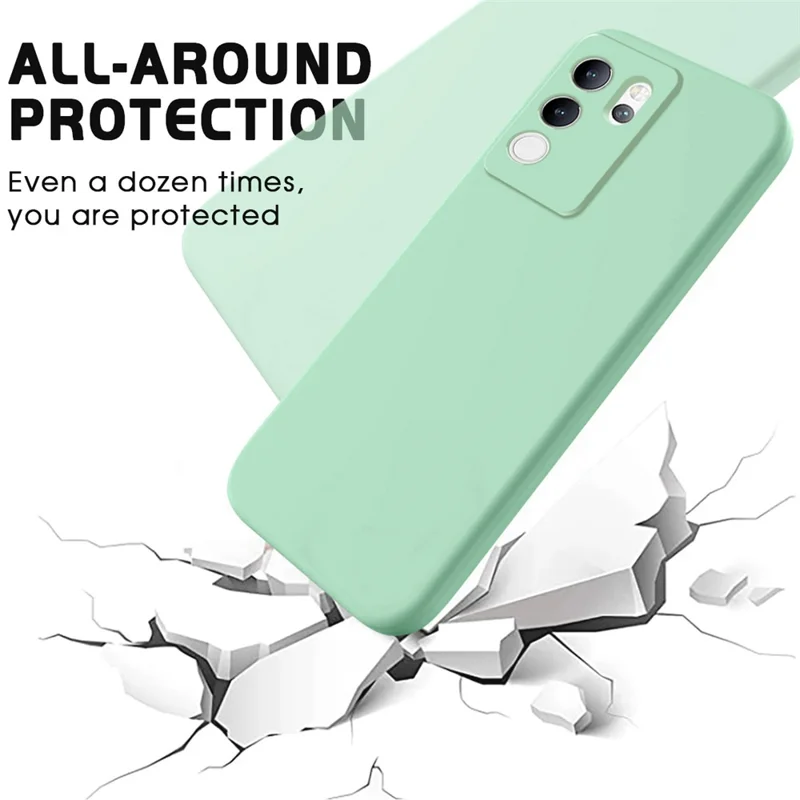 For vivo V30 Lite 5G Case Soft Protective Liquid Silicone Phone Cover with Hand Strap - Green