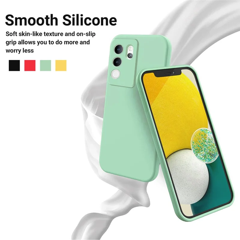 For vivo V30 Lite 5G Case Soft Protective Liquid Silicone Phone Cover with Hand Strap - Green