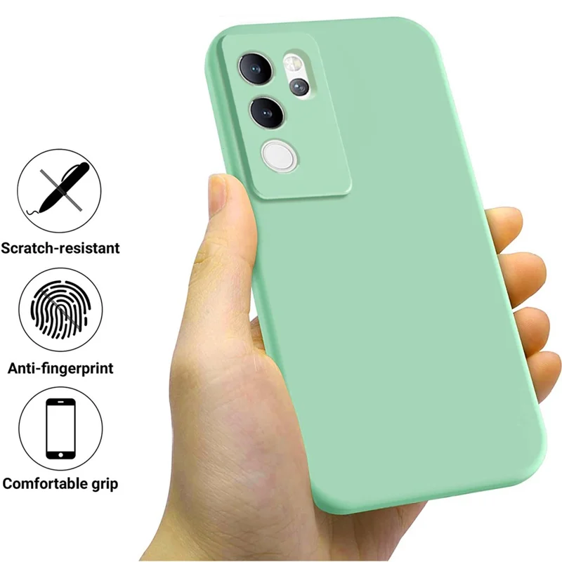 For vivo V30 Lite 5G Case Soft Protective Liquid Silicone Phone Cover with Hand Strap - Green