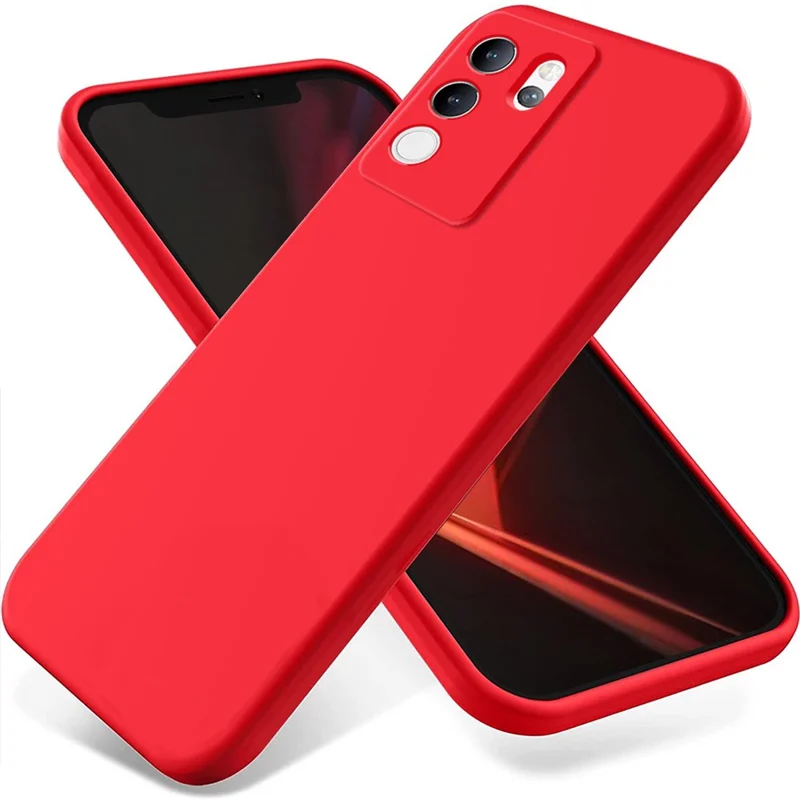 For vivo V30 Lite 5G Case Soft Protective Liquid Silicone Phone Cover with Hand Strap - Red