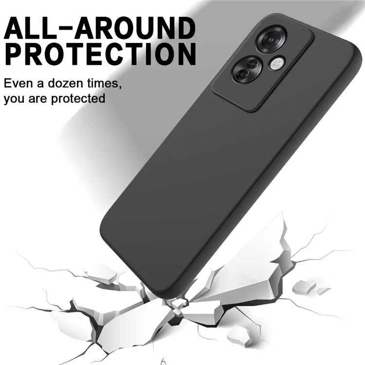 For Oppo Reno11 F 5G / F25 Pro 5G Case Liquid Silicone Mobile Phone Cover with Strap - Black