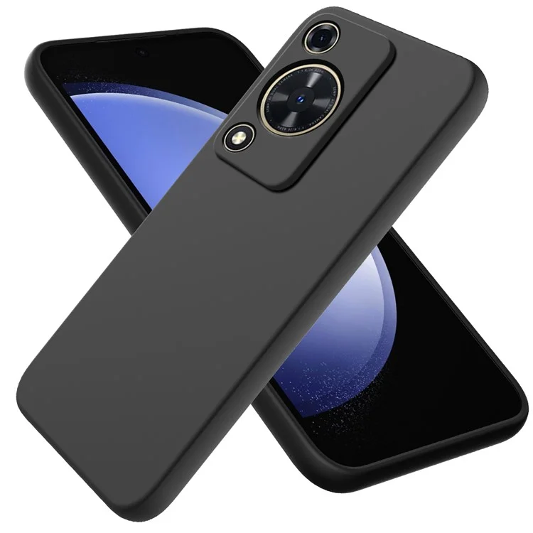 Custodia per telefono per Huawei nova Y72 4G / Enjoy 70 Anti-scratch Liquid Silicone Phone Cover con cinturino - Nero