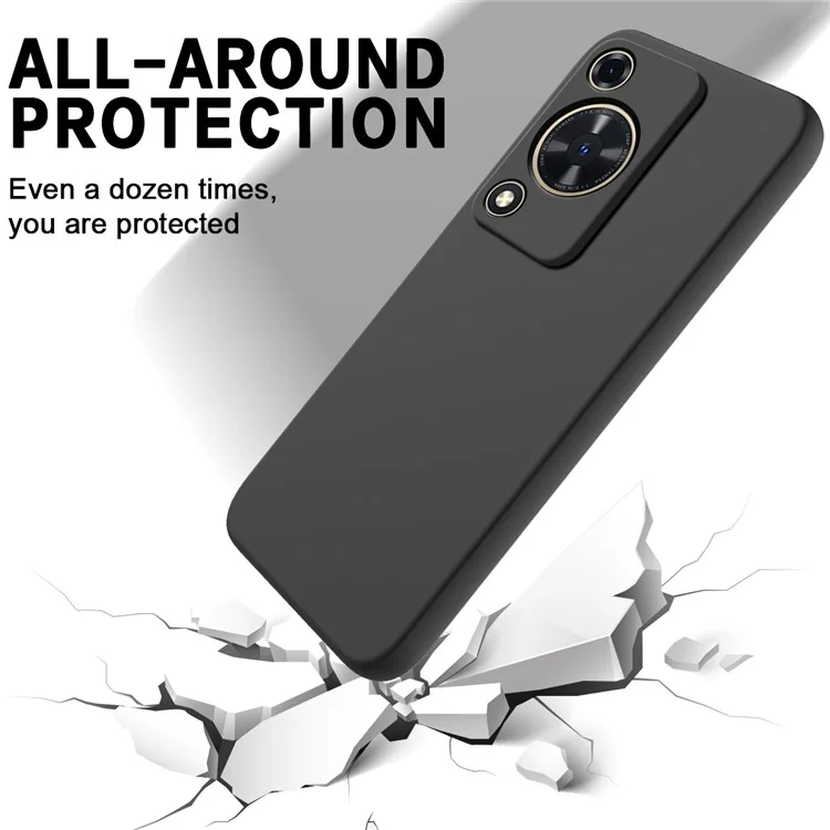 Custodia per telefono per Huawei nova Y72 4G / Enjoy 70 Anti-scratch Liquid Silicone Phone Cover con cinturino - Nero