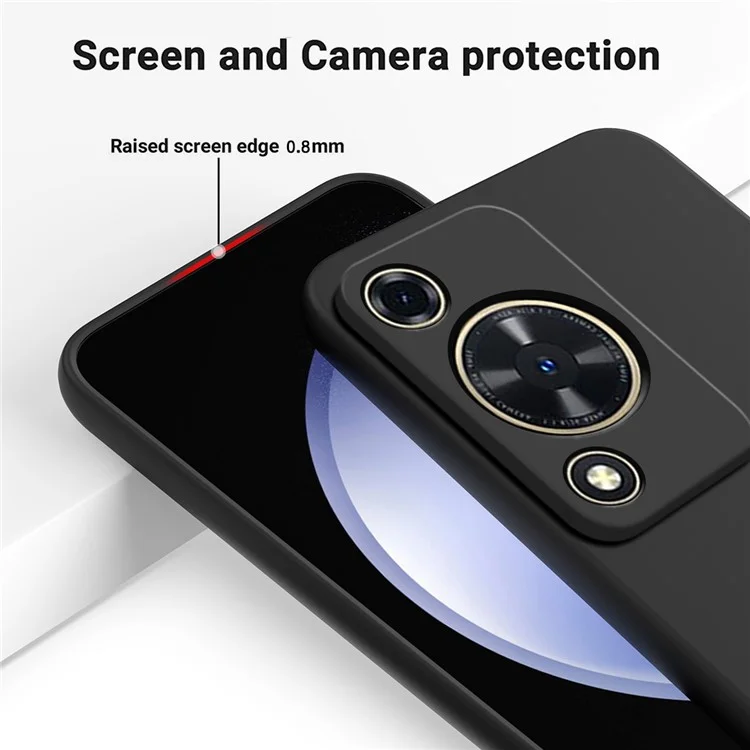Custodia per telefono per Huawei nova Y72 4G / Enjoy 70 Anti-scratch Liquid Silicone Phone Cover con cinturino - Nero