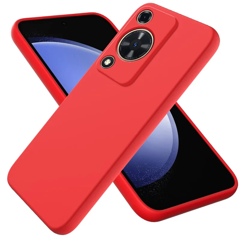 Phone Case for Huawei nova Y72 4G / Enjoy 70 Anti-scratch Liquid Silicone Phone Cover with Strap - Red