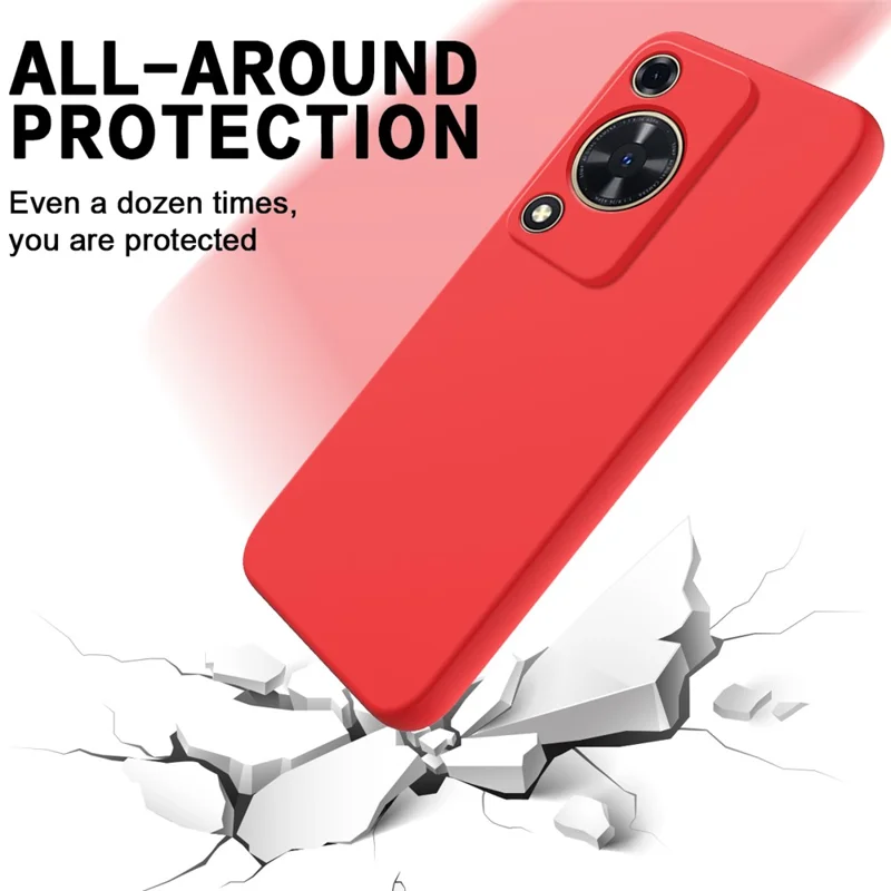 Phone Case for Huawei nova Y72 4G / Enjoy 70 Anti-scratch Liquid Silicone Phone Cover with Strap - Red