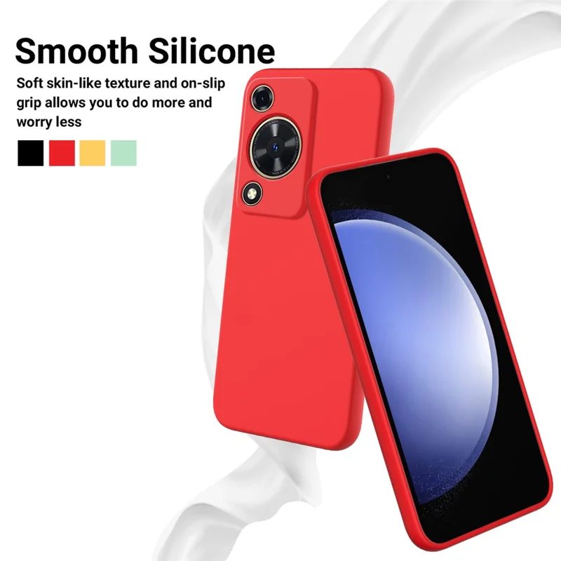 Phone Case for Huawei nova Y72 4G / Enjoy 70 Anti-scratch Liquid Silicone Phone Cover with Strap - Red
