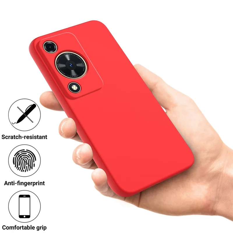 Phone Case for Huawei nova Y72 4G / Enjoy 70 Anti-scratch Liquid Silicone Phone Cover with Strap - Red