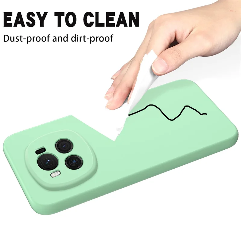 For Honor Magic6 5G Cell Phone Case Solid Color Liquid Silicone Anti-scratch Cover with Strap - Green