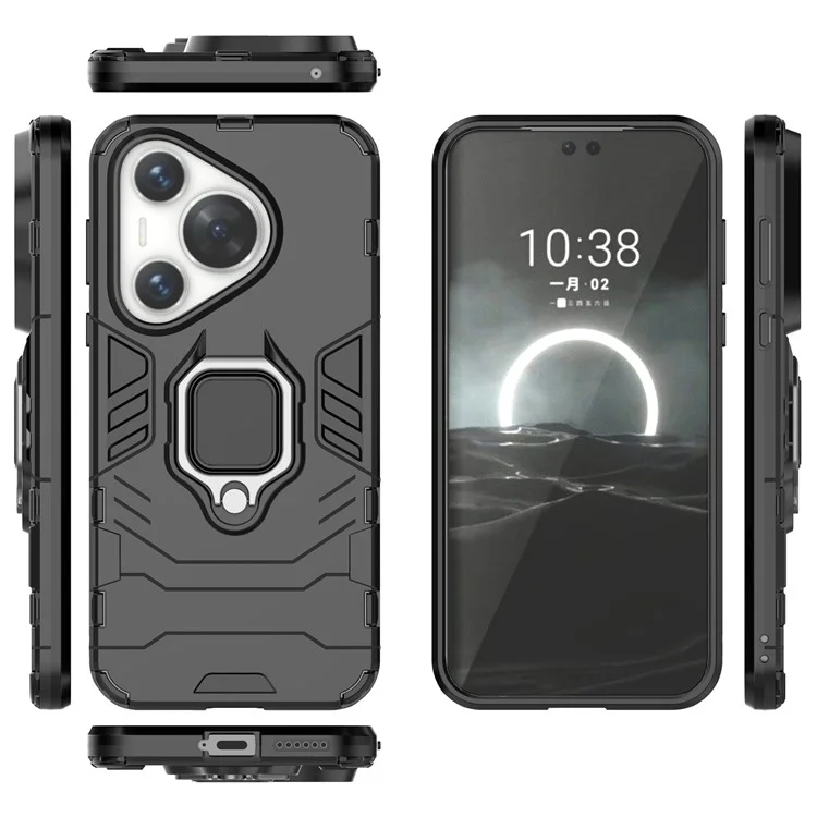 Pour Huawei Pura 70 Pro / Pura 70 Pro+ Étui avec support Coque de protection en PC + TPU - Noir