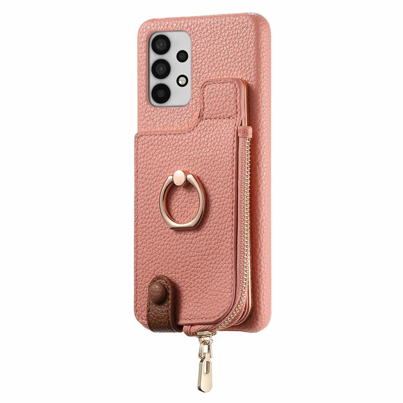 Y3 for Samsung Galaxy A53 5G Shockproof Case RFID Blocking Zipper Pocket Phone Cover - Pink
