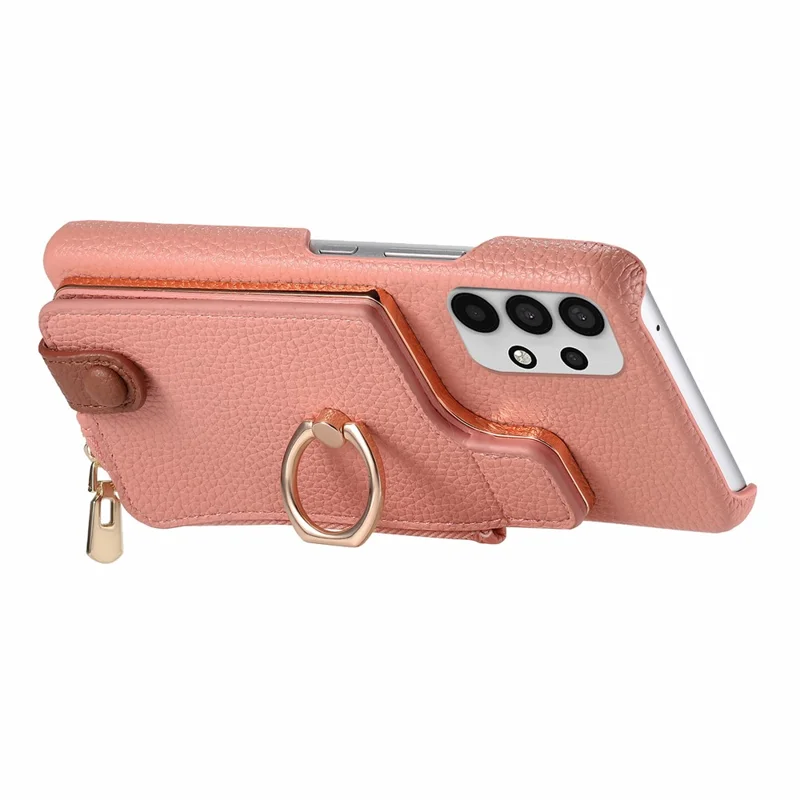 Y3 for Samsung Galaxy A53 5G Shockproof Case RFID Blocking Zipper Pocket Phone Cover - Pink