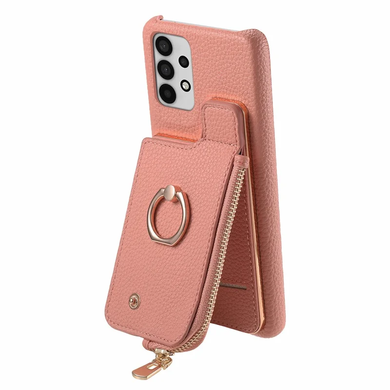 Y3 for Samsung Galaxy A53 5G Shockproof Case RFID Blocking Zipper Pocket Phone Cover - Pink