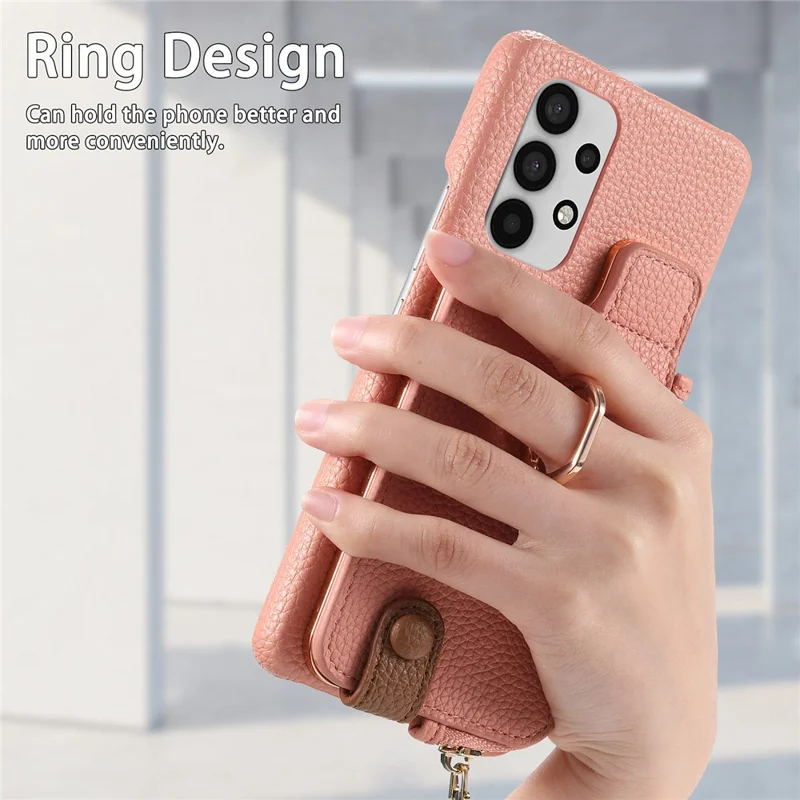 Y3 for Samsung Galaxy A53 5G Shockproof Case RFID Blocking Zipper Pocket Phone Cover - Pink