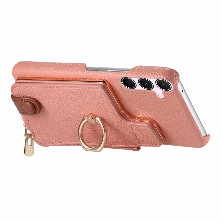 Y3 for Samsung Galaxy A55 5G Case RFID Blocking Phone Wallet Cover Supports Magnetic Car Holder - Pink