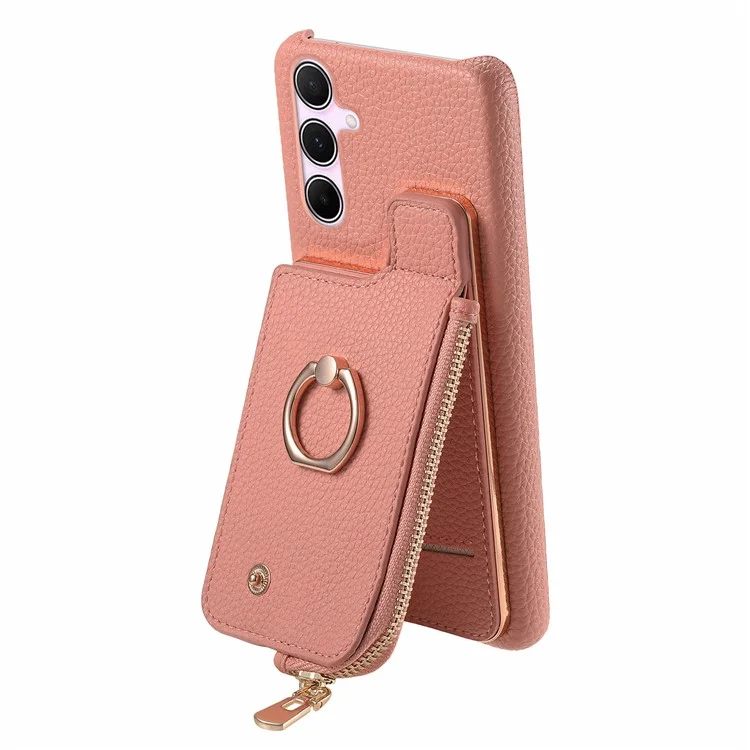 Y3 for Samsung Galaxy A55 5G Case RFID Blocking Phone Wallet Cover Supports Magnetic Car Holder - Pink