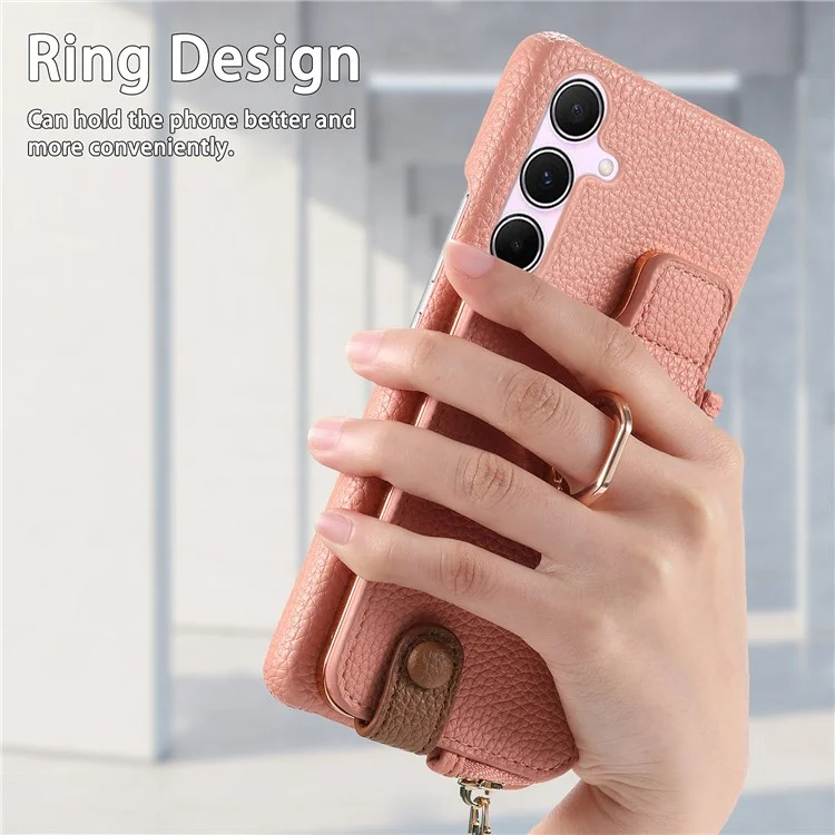 Y3 for Samsung Galaxy A55 5G Case RFID Blocking Phone Wallet Cover Supports Magnetic Car Holder - Pink
