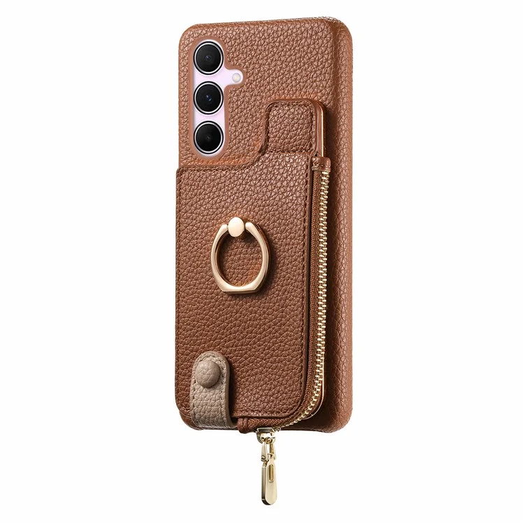 Étui Y3 pour Samsung Galaxy A55 5G RFID Blocking Phone Wallet Cover Supports Magnetic Car Holder - Marron