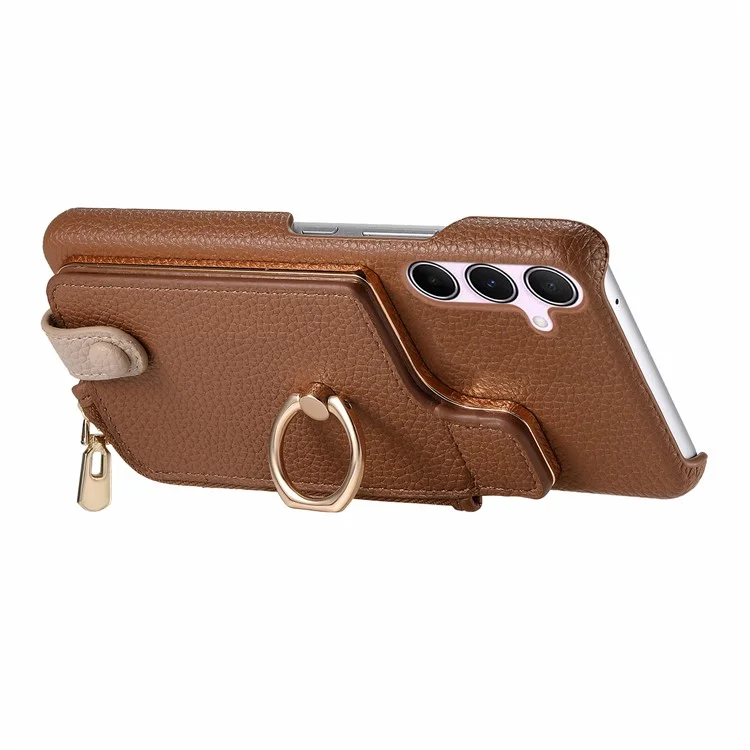 Étui Y3 pour Samsung Galaxy A55 5G RFID Blocking Phone Wallet Cover Supports Magnetic Car Holder - Marron