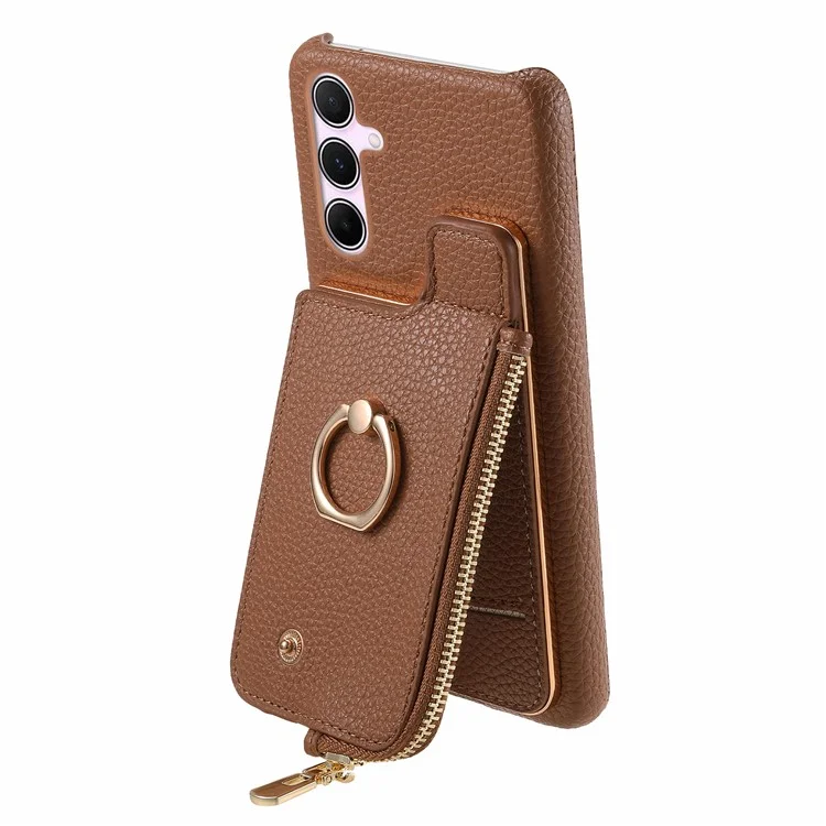 Étui Y3 pour Samsung Galaxy A55 5G RFID Blocking Phone Wallet Cover Supports Magnetic Car Holder - Marron
