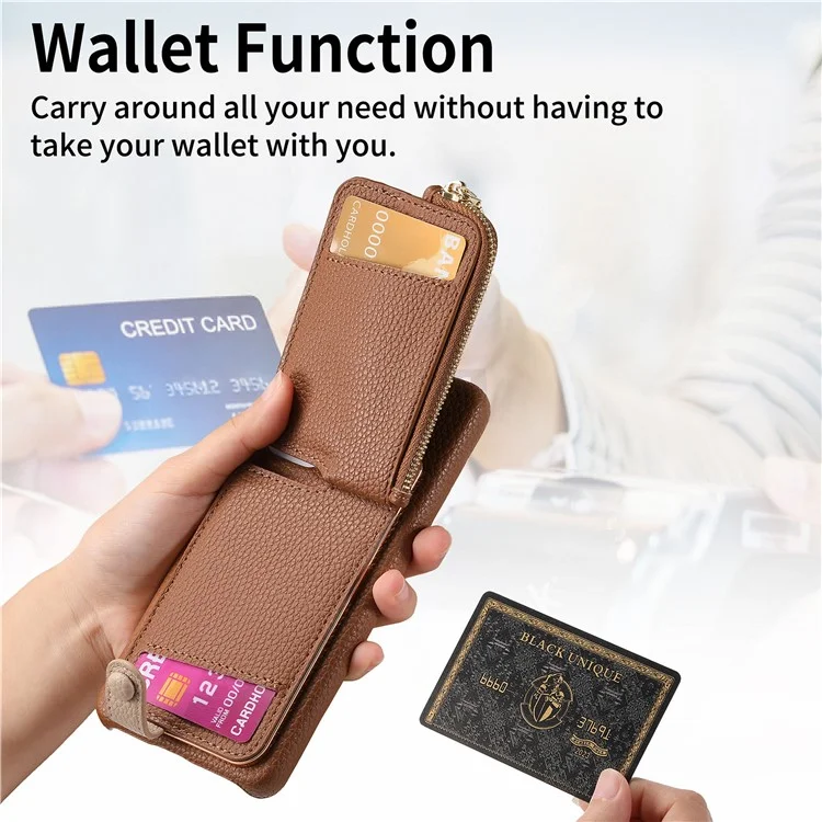 Étui Y3 pour Samsung Galaxy A55 5G RFID Blocking Phone Wallet Cover Supports Magnetic Car Holder - Marron
