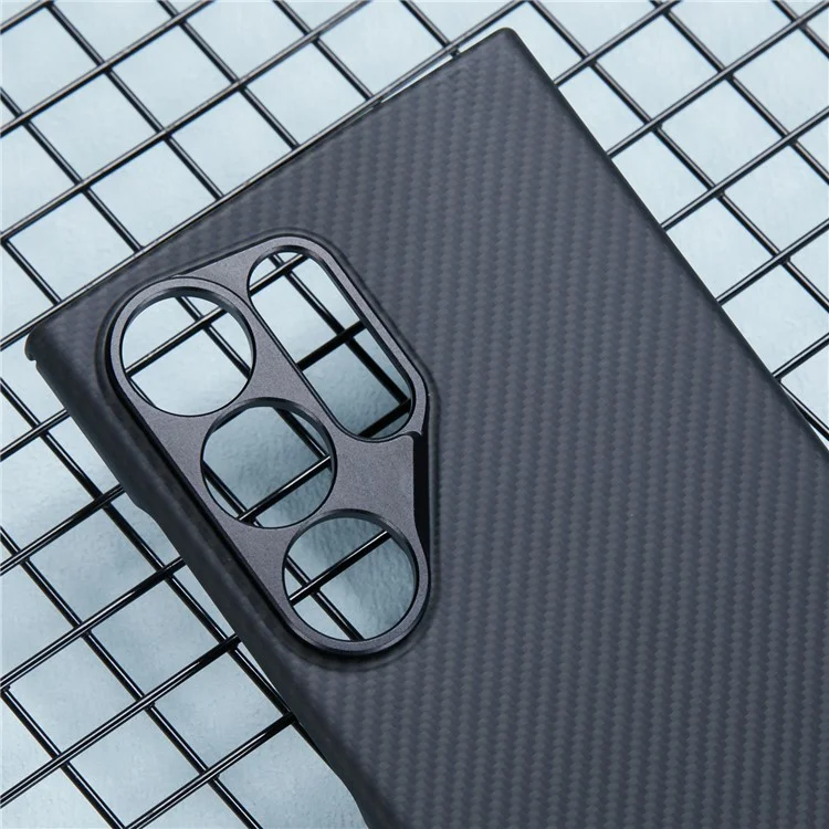 Pour Samsung Galaxy S24 Ultra Coque Magnétique Étui Fibre d'Aramide Texture Fine 600D avec Protecteur de Lentille en Métal