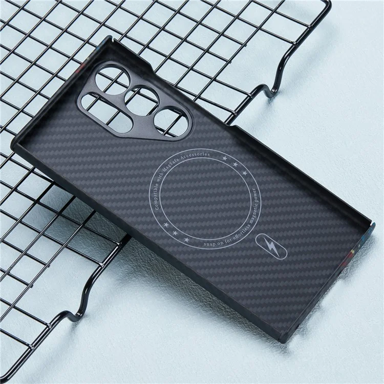 For Samsung Galaxy S24 Ultra Case Compatible with MagSafe Aramid Fiber Weave Pattern Phone Cover