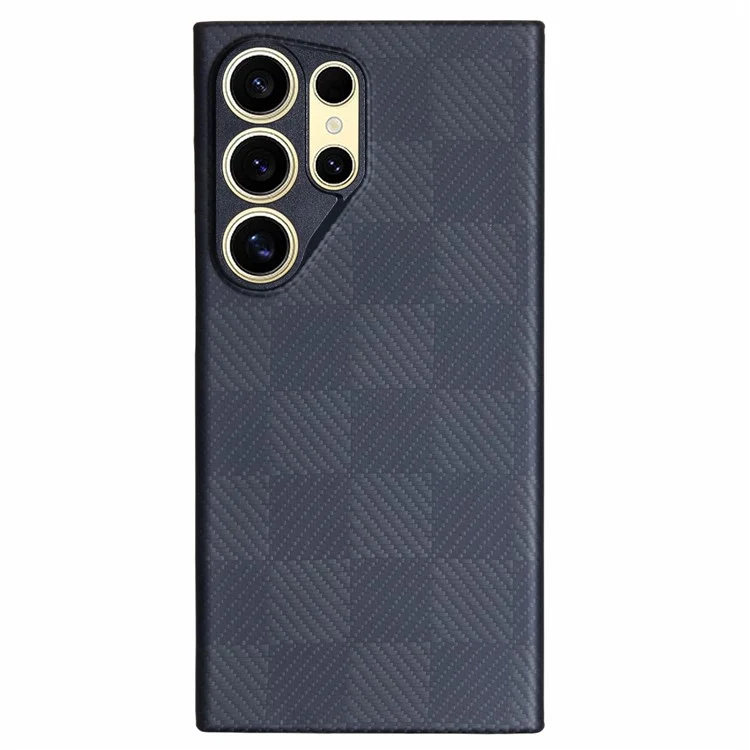 For Samsung Galaxy S24 Ultra Aramid Fiber Case Metal Lens Protection Phone Cover Case-Less Touch Feeling - Black