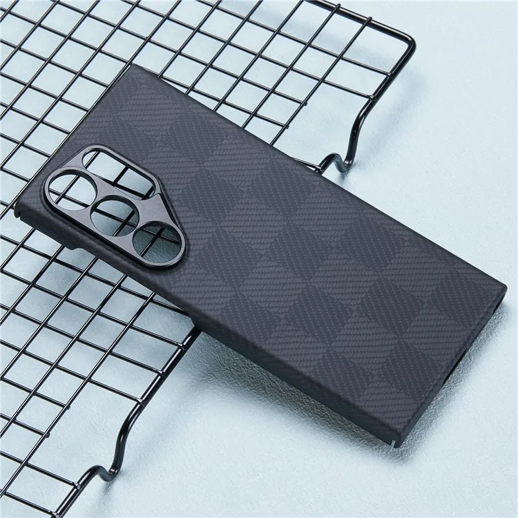 For Samsung Galaxy S24 Ultra Aramid Fiber Case Metal Lens Protection Phone Cover Case-Less Touch Feeling - Black