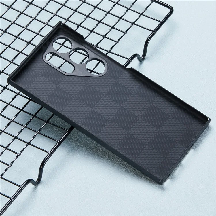 For Samsung Galaxy S24 Ultra Aramid Fiber Case Metal Lens Protection Phone Cover Case-Less Touch Feeling - Black