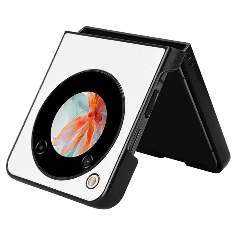 For ZTE nubia Flip 5G Case Drop-proof PU Leather Coated PC Phone Cover - White