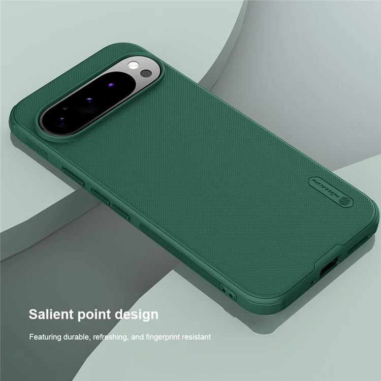 Funda de teléfono NILLKIN Frosted Shield Pro para Google Pixel 9 Pro XL, funda magnética para teléfono móvil, PC+TPU, resistente a golpes, cubierta trasera - Verde