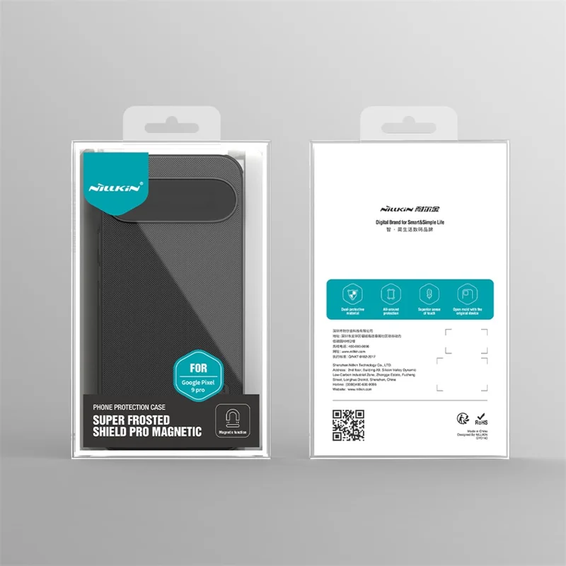 NILLKIN Frosted Shield Pro for Google Pixel 9 Pro XL Magnetic Phone Case PC+TPU Shockproof Back Cover - Black