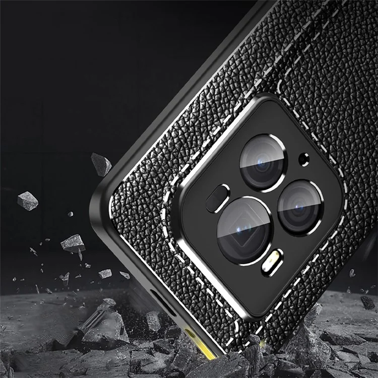 Para Honor Magic6 Ultimate 5G Case Non-Slip Grip Litchi Texture TPU Phone Cover - Negro