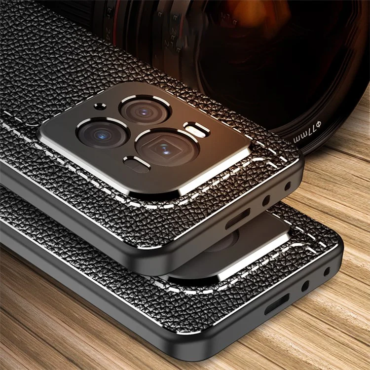 Para Honor Magic6 Ultimate 5G Case Non-Slip Grip Litchi Texture TPU Phone Cover - Negro