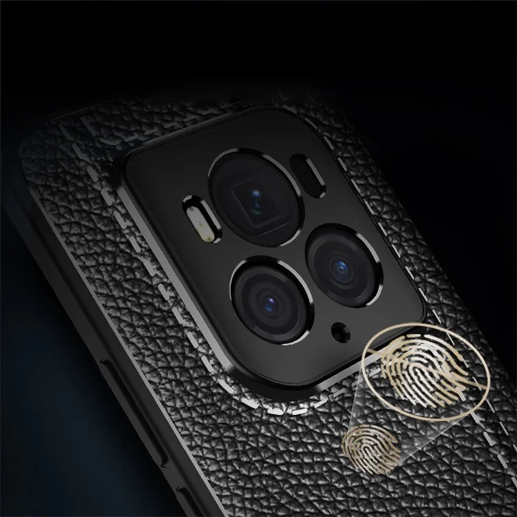 Para Honor Magic6 Ultimate 5G Case Non-Slip Grip Litchi Texture TPU Phone Cover - Negro