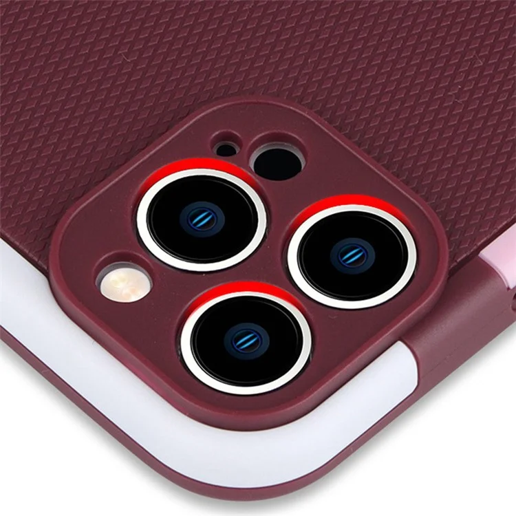 WOLMTT Para Capa de iPhone 15 Pro Max Dual Color Frame Rhombus Texture PC+TPU Phone Cover - Red