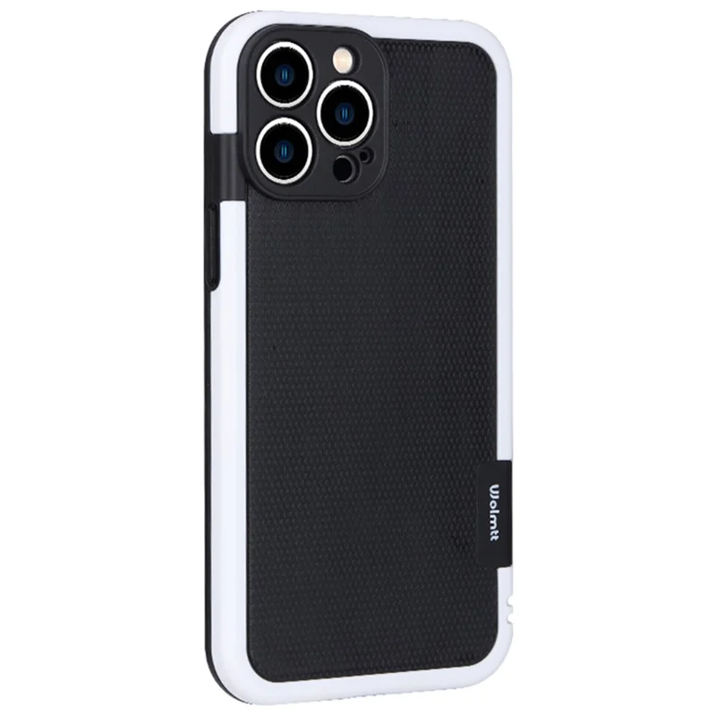WOLMTT For iPhone 15 Pro Max Case Dual Color Frame Rhombus Texture PC+TPU Phone Cover - Black