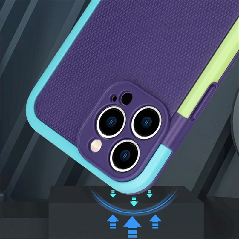 WOLMTT For iPhone 15 Pro Max Case Dual Color Frame Rhombus Texture PC+TPU Phone Cover - Grey