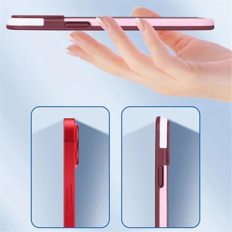 WOLMTT For iPhone 13 Pro 6.1 inch Phone Case Dual Color Frame Rhombus Texture Protective Cover - Red