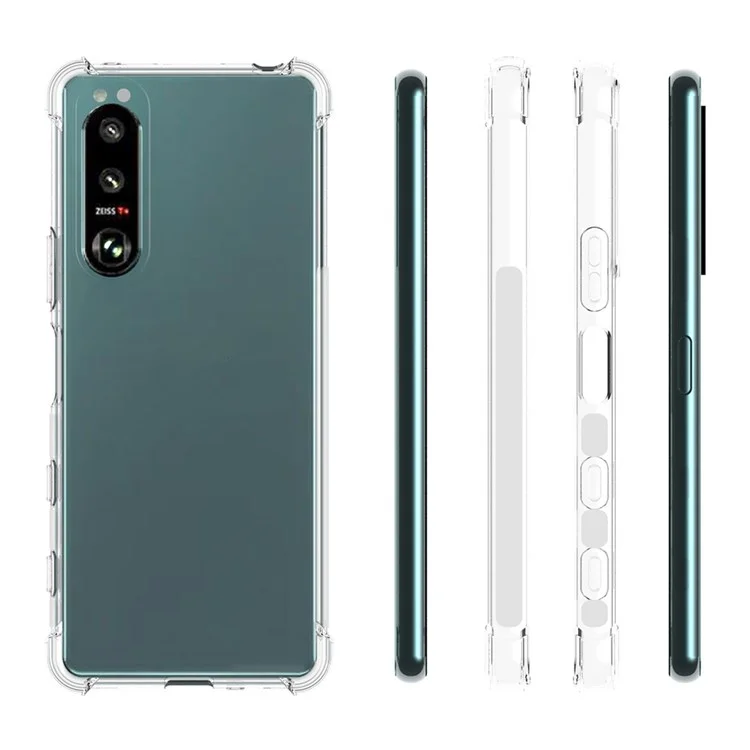 Para Sony Xperia 5 III 5G Capa Transparente TPU Quatro Cantos à Prova de Choques Capa de Telefone