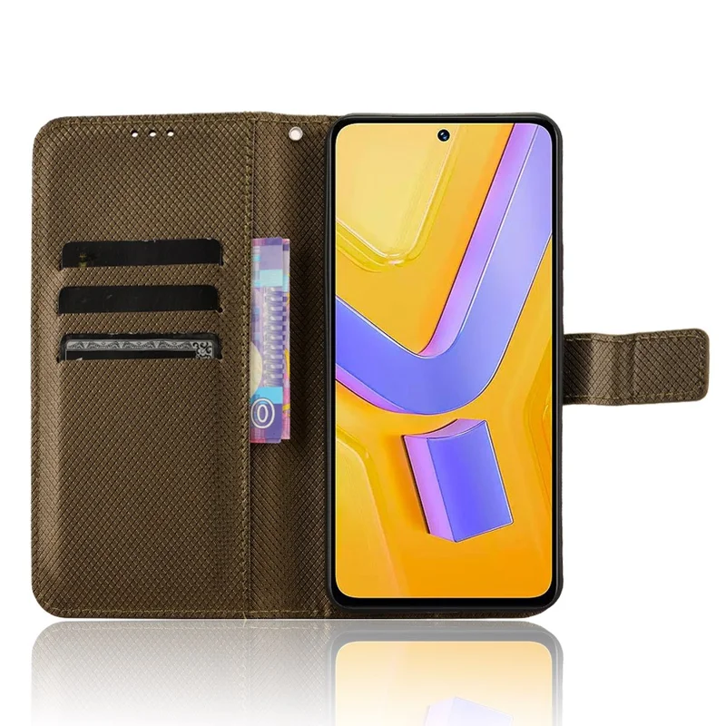 Para vivo Y200e 5G / V40 SE 5G / Y100 5G (Indonesia) / V30 Lite 4G / T3 5G / Y100 4G / V30 SE 5G Funda Diamante Textura Tapa Teléfono - Marrón