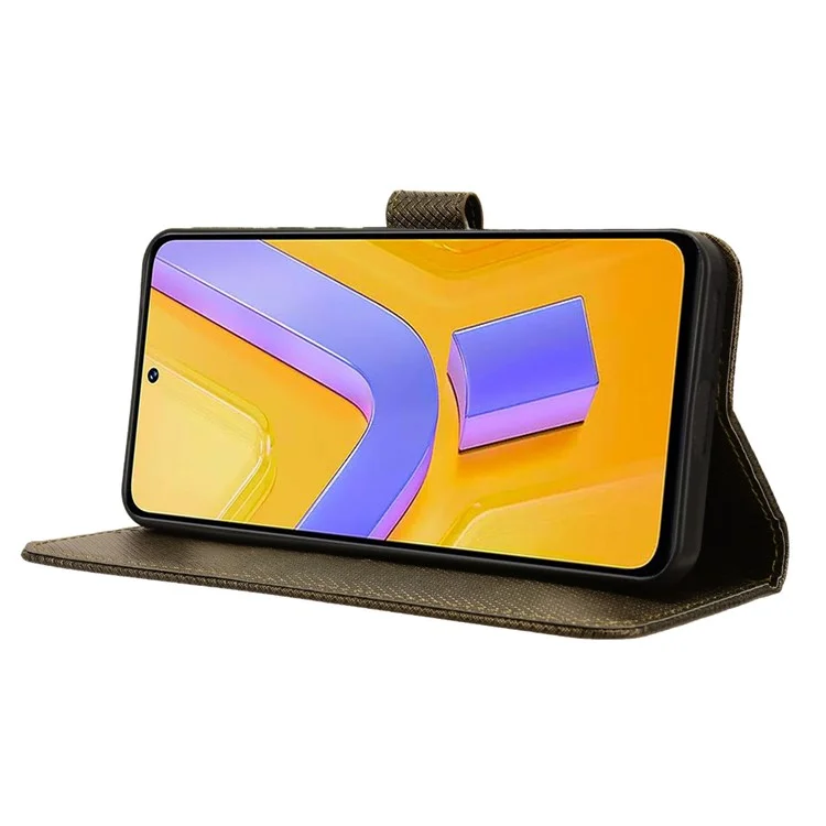 Para vivo Y200e 5G / V40 SE 5G / Y100 5G (Indonesia) / V30 Lite 4G / T3 5G / Y100 4G / V30 SE 5G Funda Diamante Textura Tapa Teléfono - Marrón
