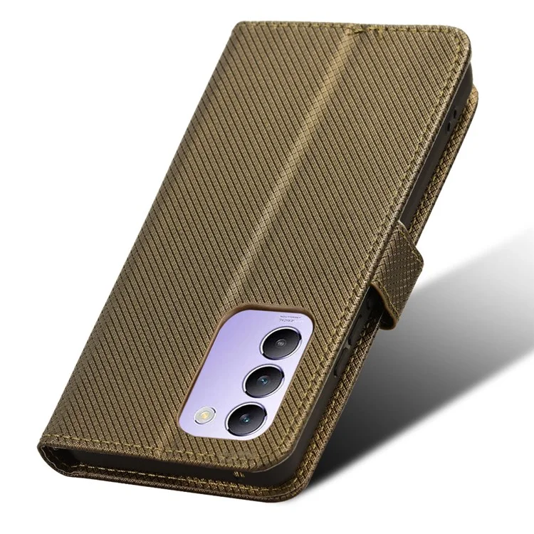 Para vivo Y200e 5G / V40 SE 5G / Y100 5G (Indonesia) / V30 Lite 4G / T3 5G / Y100 4G / V30 SE 5G Funda Diamante Textura Tapa Teléfono - Marrón